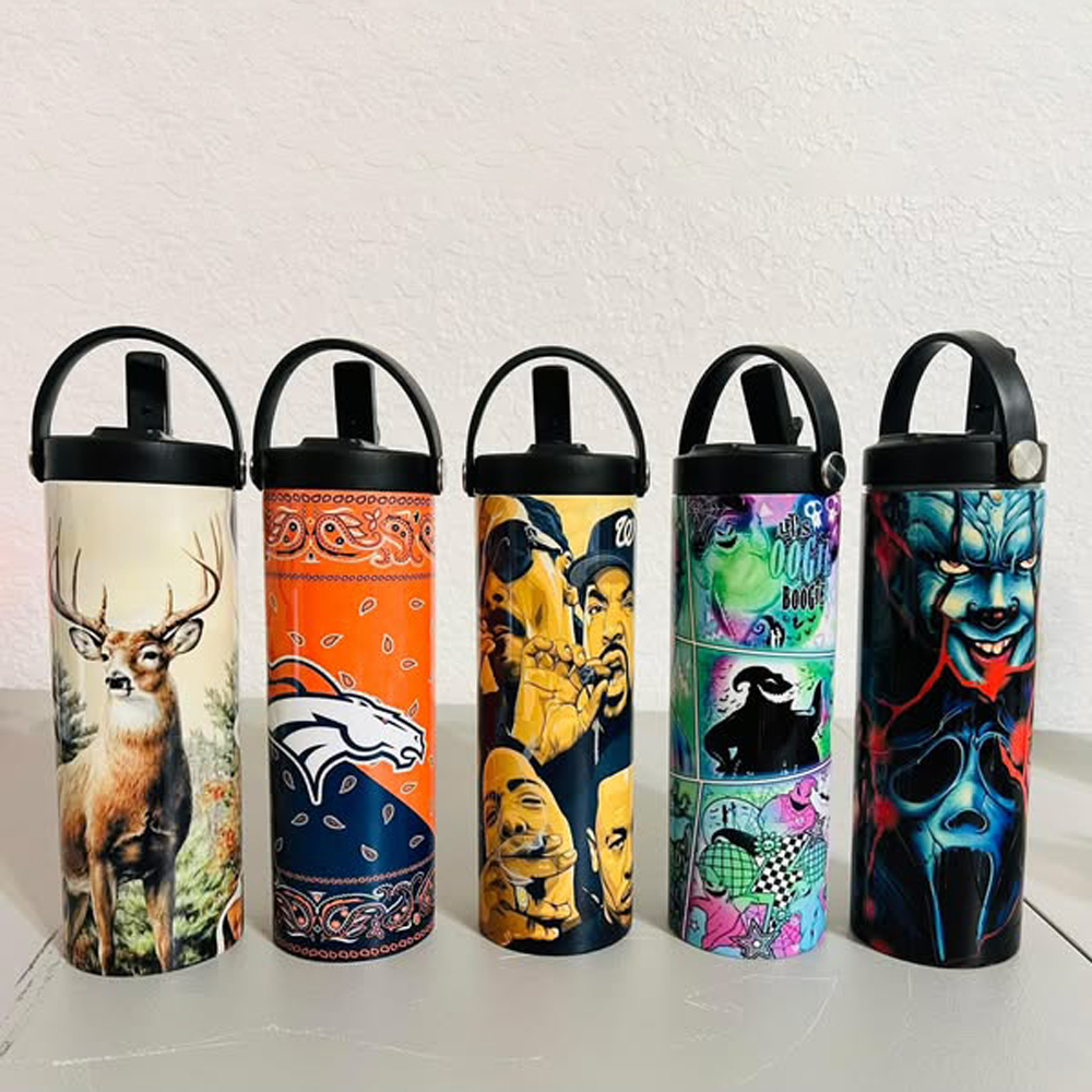 US Warehouse 20oz Blank Sublimation White Straight Dual Lids Tumbler With Handle Lid And Slide Lid