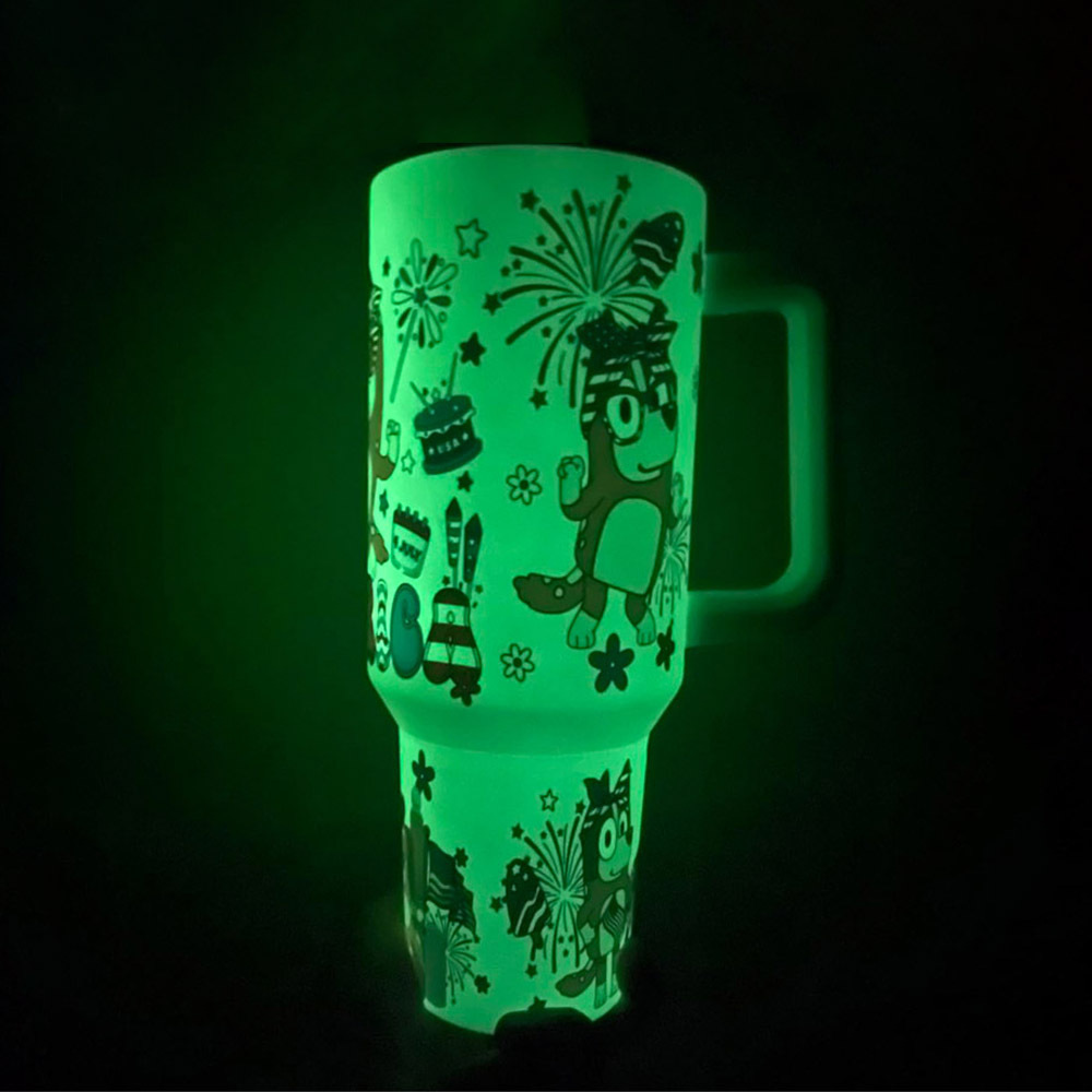 USA Warehouse Sublimation blanks Glow in the dark Green  Gen1.0 40oz with Removable handle
