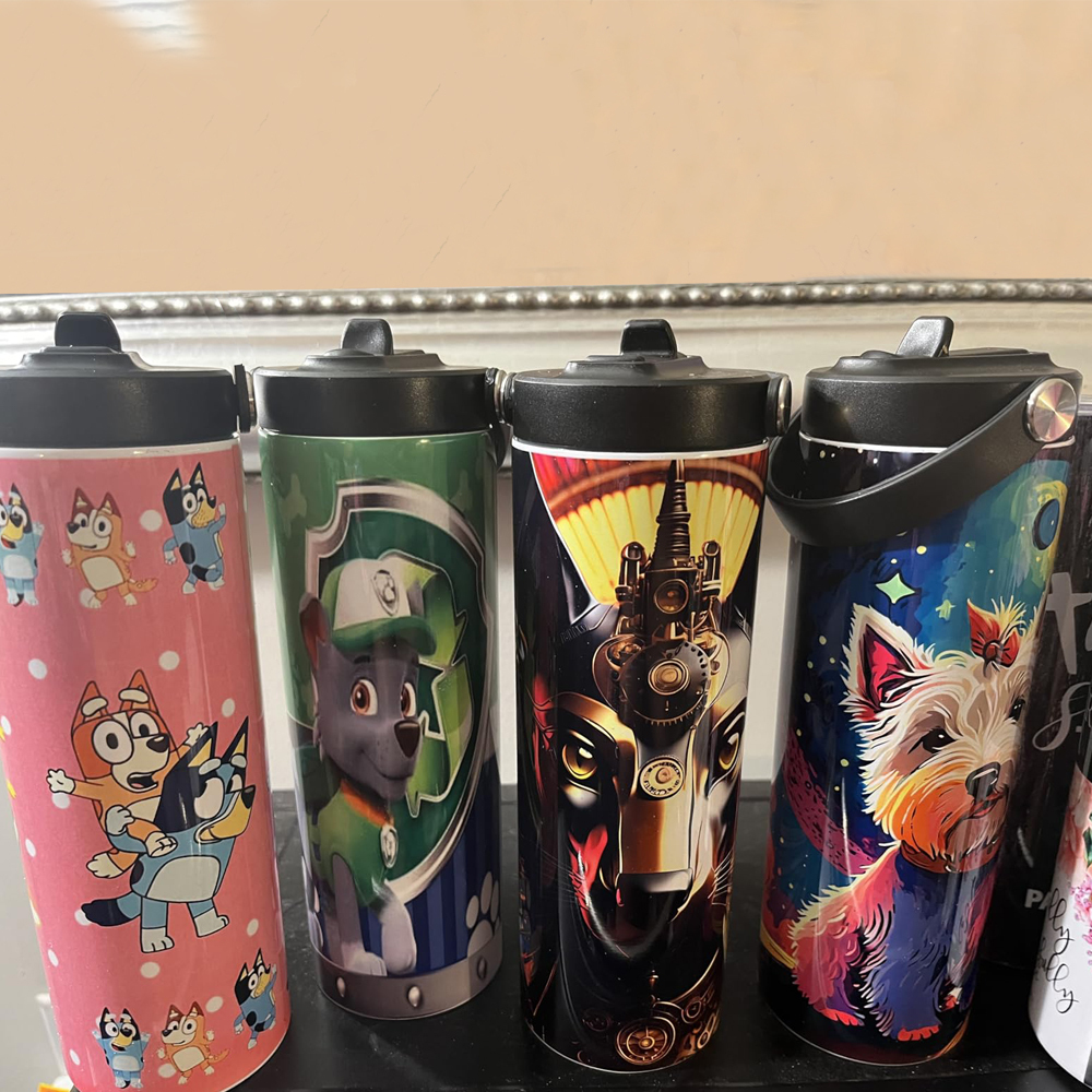 US Warehouse 20oz Blank Sublimation White Straight Dual Lids Tumbler With Handle Lid And Slide Lid