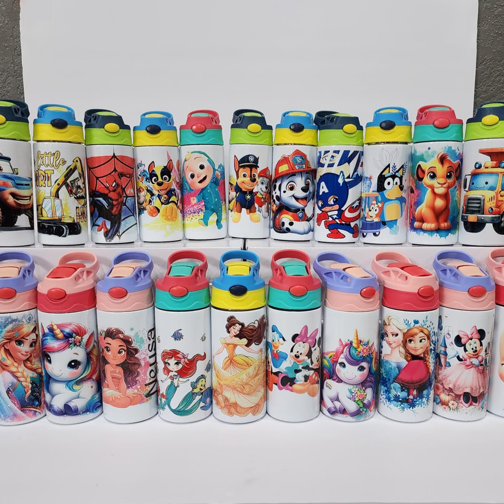 USA Warehouse 12oz Sublimation Blanks Mix Colors Kids Children Straight Tumbler Water Bottle