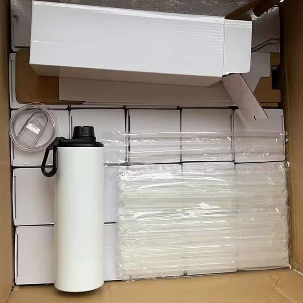 US Warehouse 20oz Blank Sublimation White Straight Dual Lids Tumbler With Handle Lid And Slide Lid