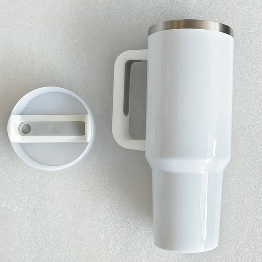 USA Warehouse H2.0 40oz Sublimation Blanks White Travel Mugs With Handle Classic Tumblers for UV DTF Wraps