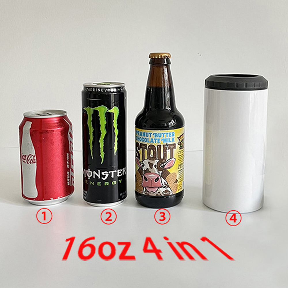 US Warehouse 16oz Blank Sublimation Dual Lid 4 In 1 Cooler Can