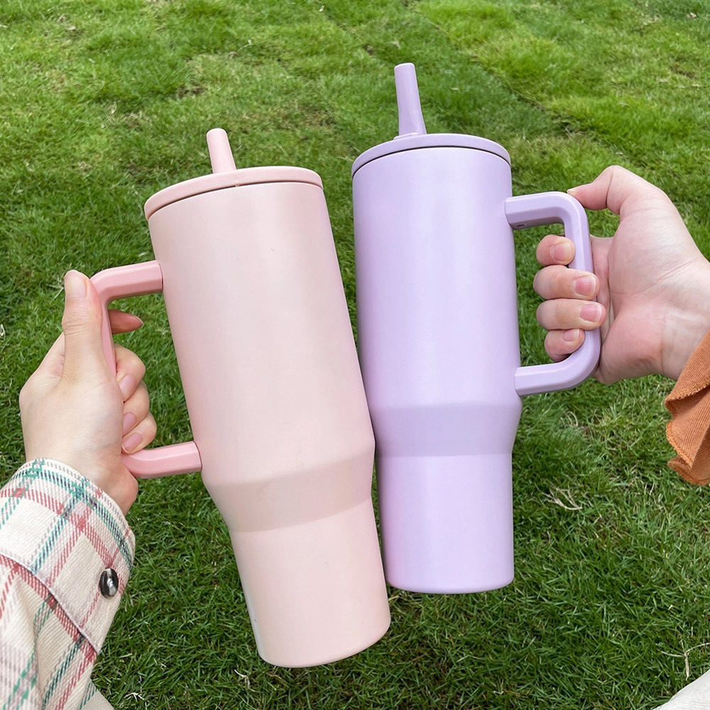 USA Warehouse 40oz Macaron Colored Blank Sublimation Flip Straw Tumblers With Leak Proof Lids