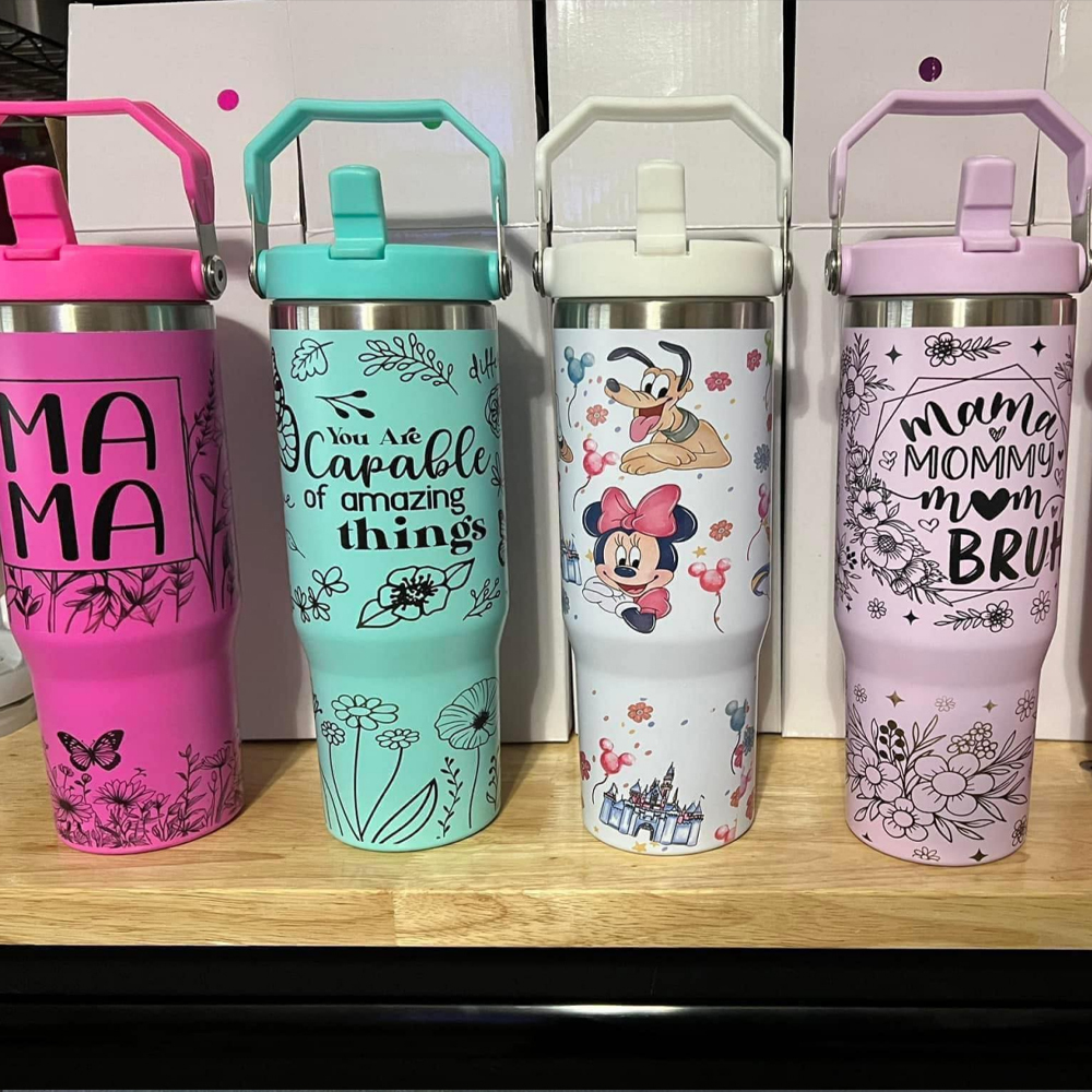 US Warehouse 30oz Macaron Colors Stanley Style with Flip Straw School Tumbler for Sublimation and Laser Engraving