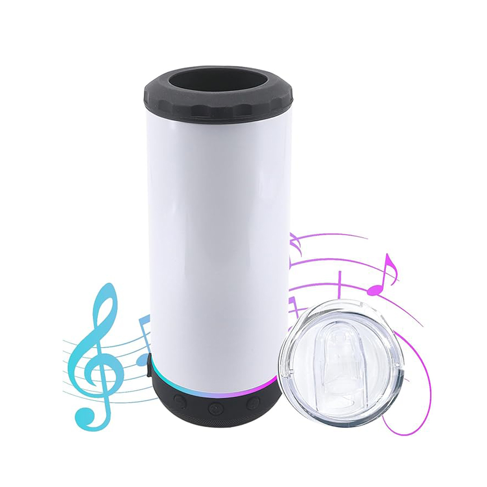 US Warehouse 16oz Blank Sublimation Dual Lid 4 In 1 Bluetooth speaker Cooler Can mixed color