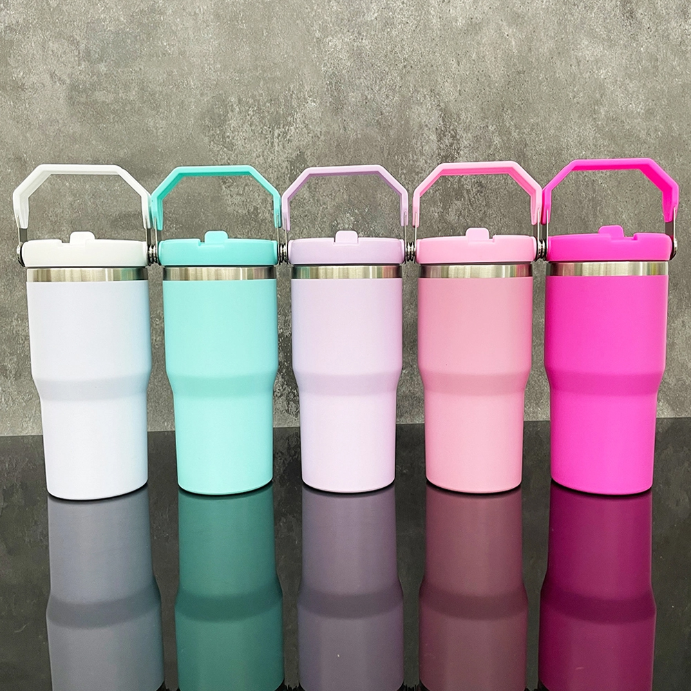 USA Warehouse 20oz Matte Macaron Colors Blank Sublimation Kids School Water Bottle Flip Straw Lids Tumblers for Outdoor