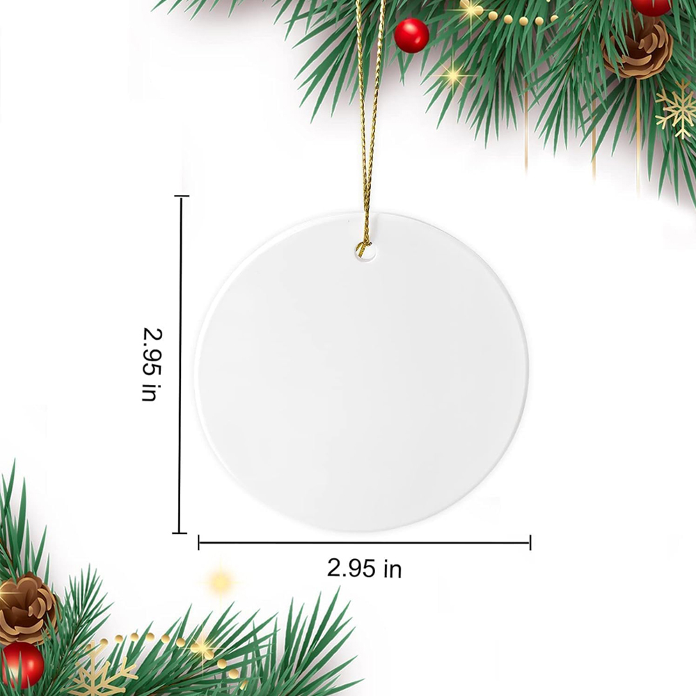 Sublimation White Ceramic Ornament Blank Round Two-Sided