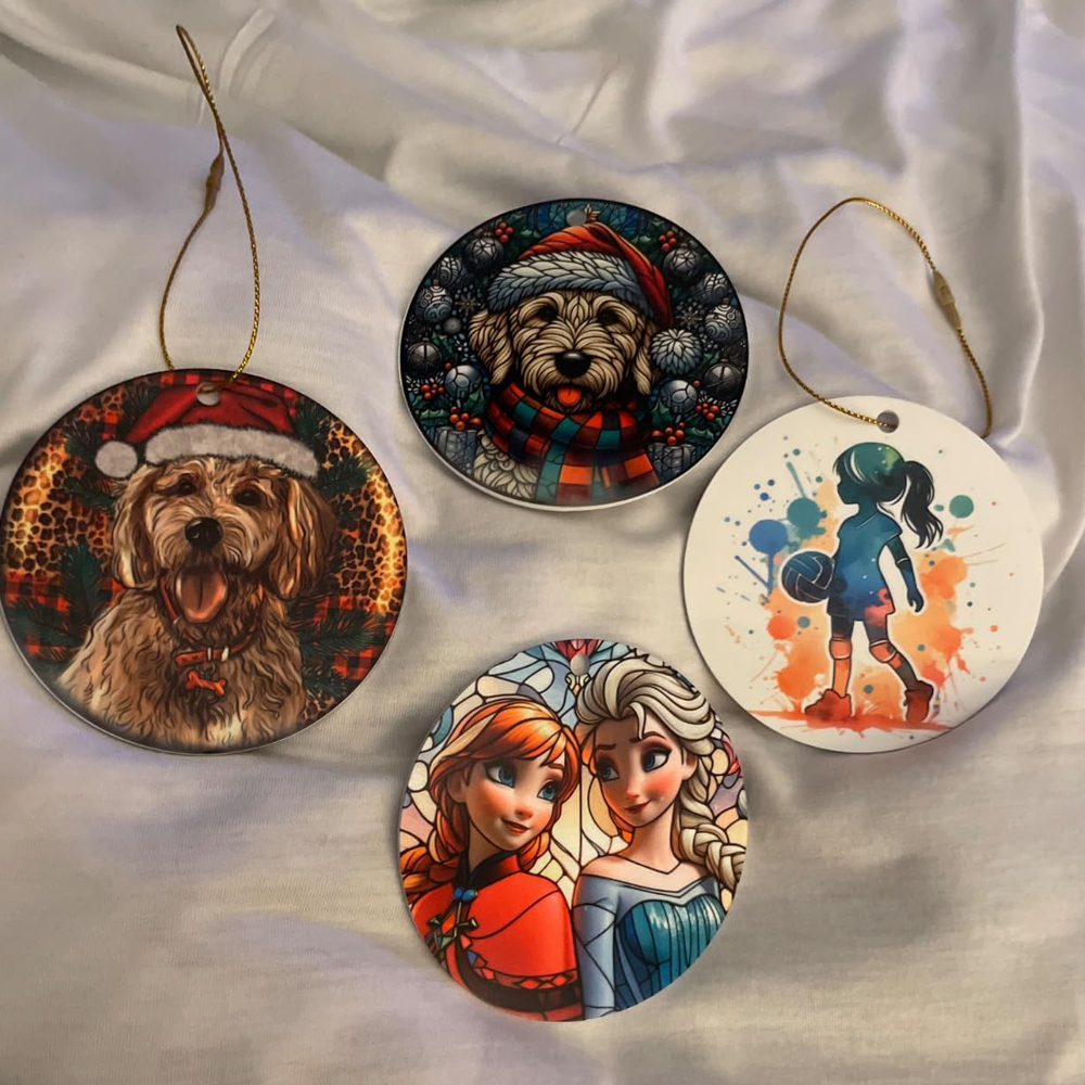 Sublimation White Ceramic Ornament Blank Round Two-Sided