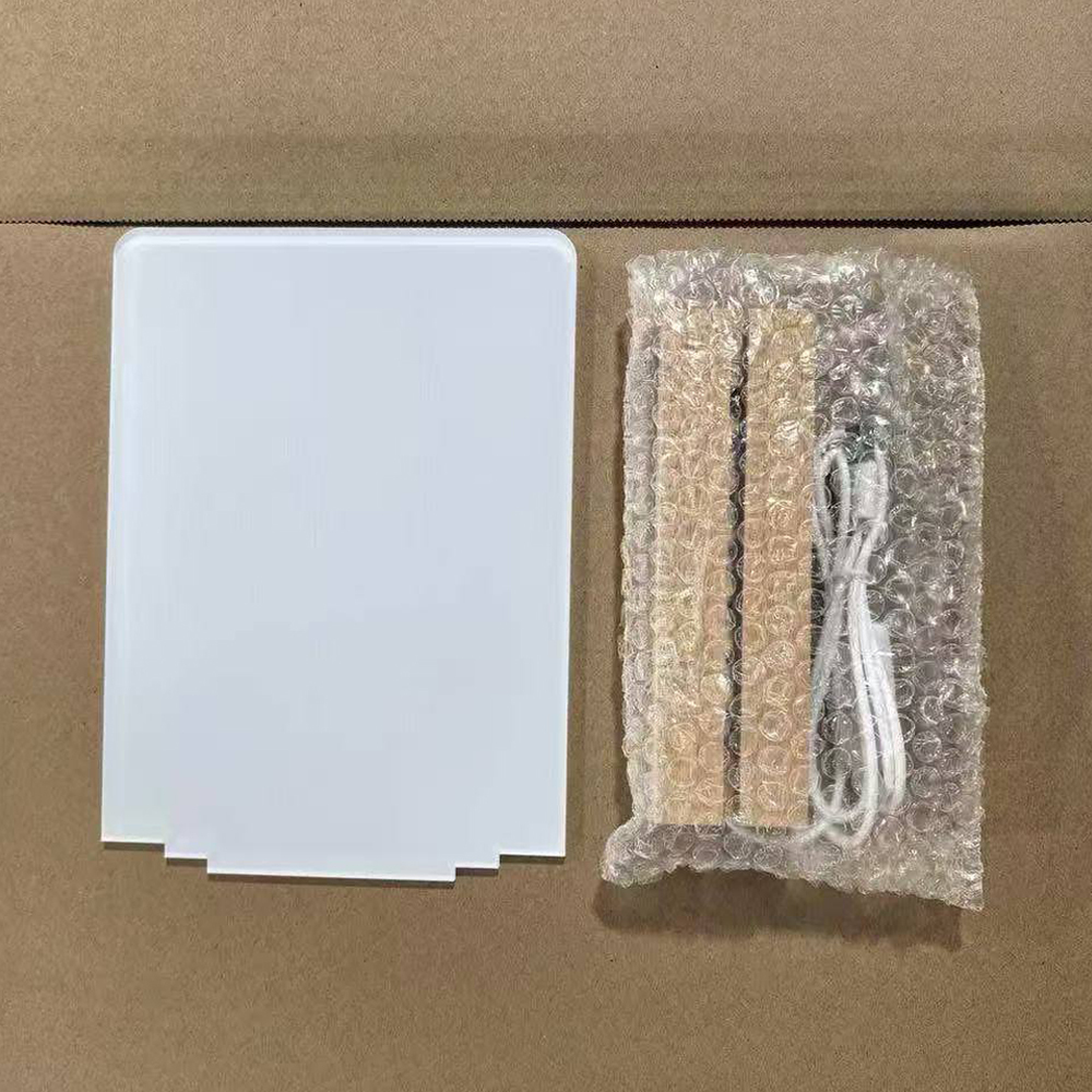 Sublimation LED Acrylic Photo Frames Night Lights Blanks 6" x 8" with Warm Color Light,with Wood Stand for Heat Press Machine Printing