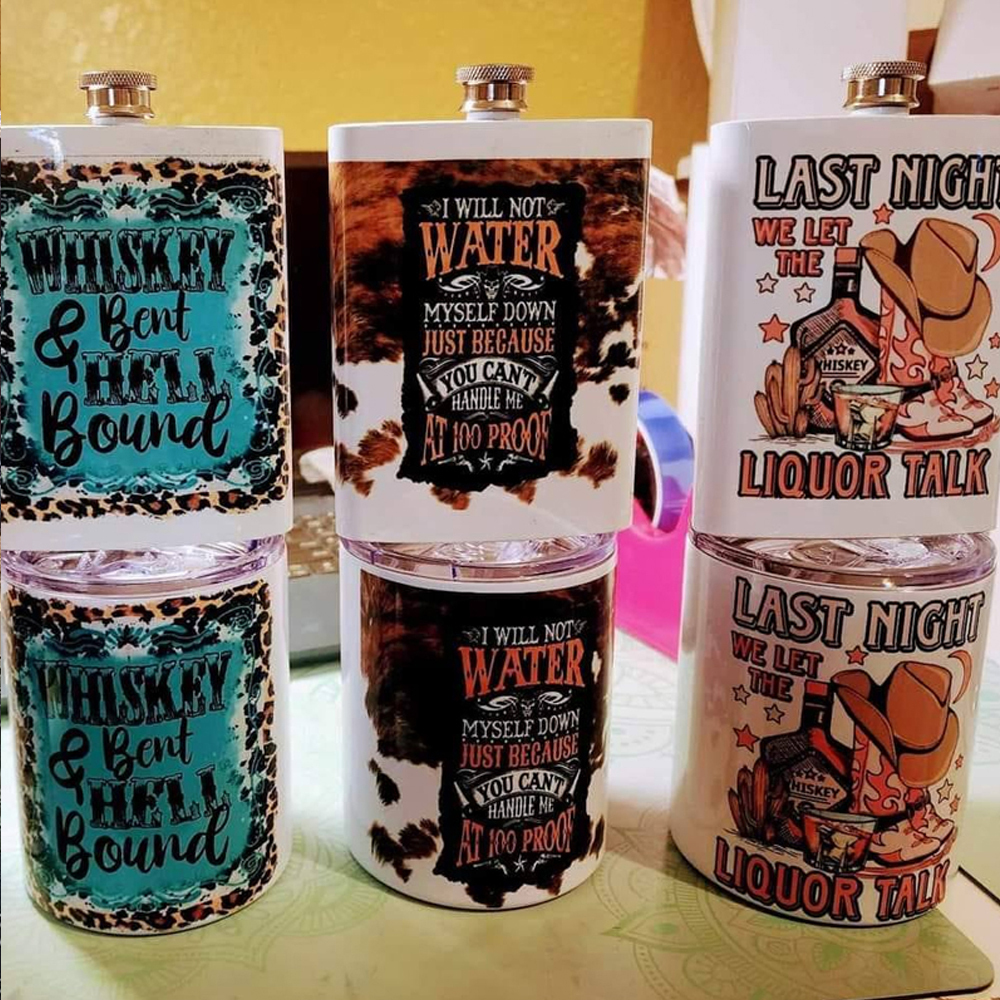 Sublimation Flasks Blank 8 oz Hip Flasks for Liquor Stainless Steel Men DIY Craft Groomsmen Gifts Containers for Christmas Wedding