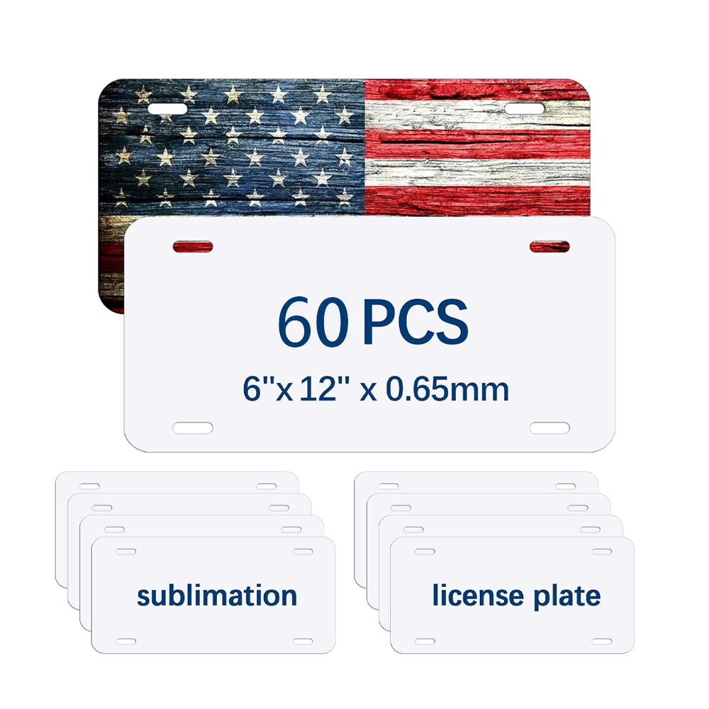 12*6inch Sublimation License Plate Blanks,Metal Aluminum Automotive License Plate Plates Tag for Custom Design Work - White