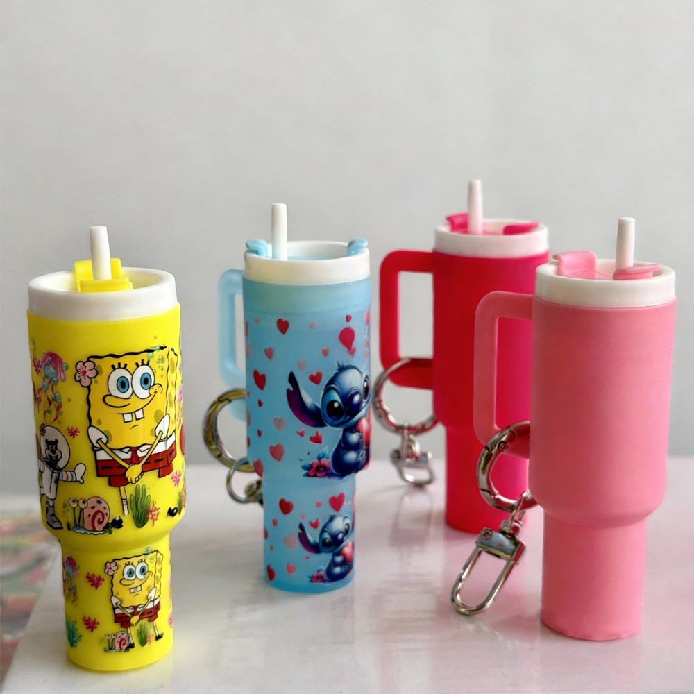 Mini Tumbler Keychain Accessories for Stanley Cup, 2 Way Cute Charms Chapstick Lip Balm Holder for Women Purse Handbag