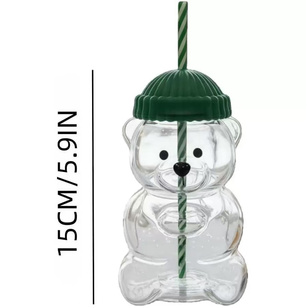 25 pack China Starbucks 20oz Cute Bear Glass Cup with Straw for Christmas and New year gift