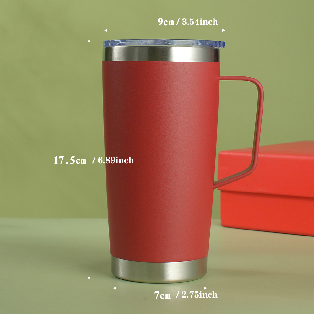 20 oz Tumbler with Handle and Lid, Stainless Steel Tumbler Insulated Travel Coffee Mug, Spill Proof Double Wall Vacuum Tumbler Cup Keep Drink Hot & Cold