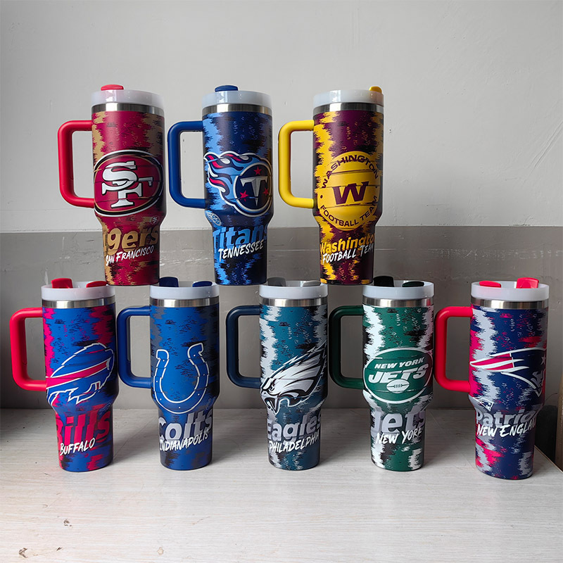 STANLEY NFL Team Logo Quencher H2.0 Tumbler with Handle and Straw 40 oz Holder Compatible for Travel Insulated Stainless Steel Cup BPA-Free