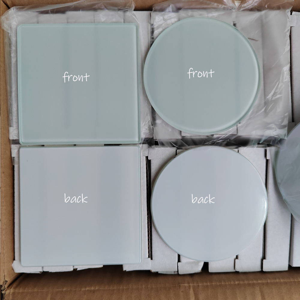 120 Pack Coaster Sublimation Blank Glass Coaster Diameter 3.9 in Round or square with Foot Pads for Heat Press Transfer Printing