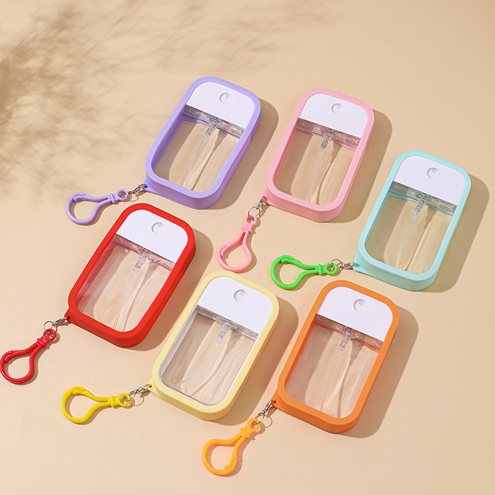 50ml Spray Bottle with Colored Silicone Sleeve Keychain Hand Sanitizer Spray Bottles (No Liquid Included) - Free Shipping Also Suit for UV Wraps