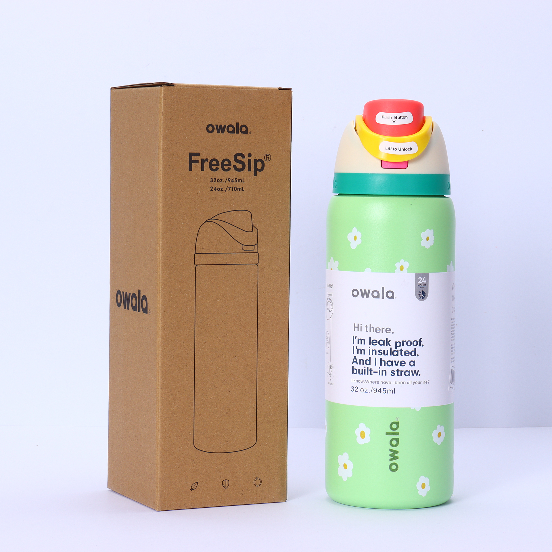 24oz 30oz FreeSip Insulated Stainless Steel Water Bottle with Straw, BPA-Free Sports Water Bottle Great for Travel