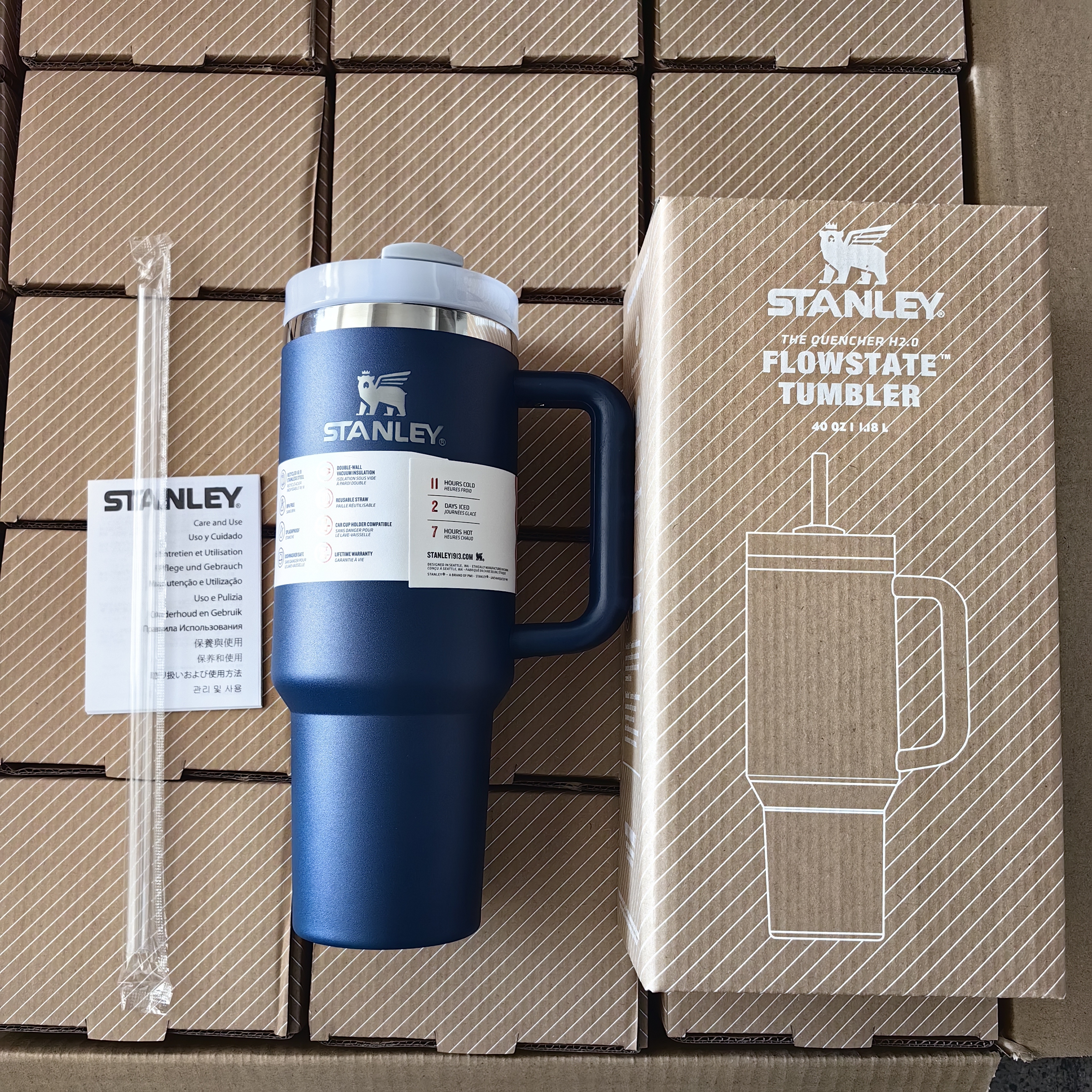 20 Pack China Warehouse Solid color Quencher H2.0 Powder Coat 40oz Tumbler with Handle and logo for Laser Engraving