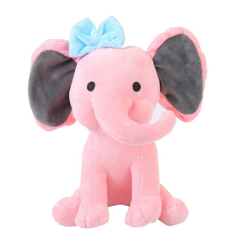 Plush elephant toy, a comforting companion for sleeping, with a long trunk; a cute plush elephant doll/stuffed animal.