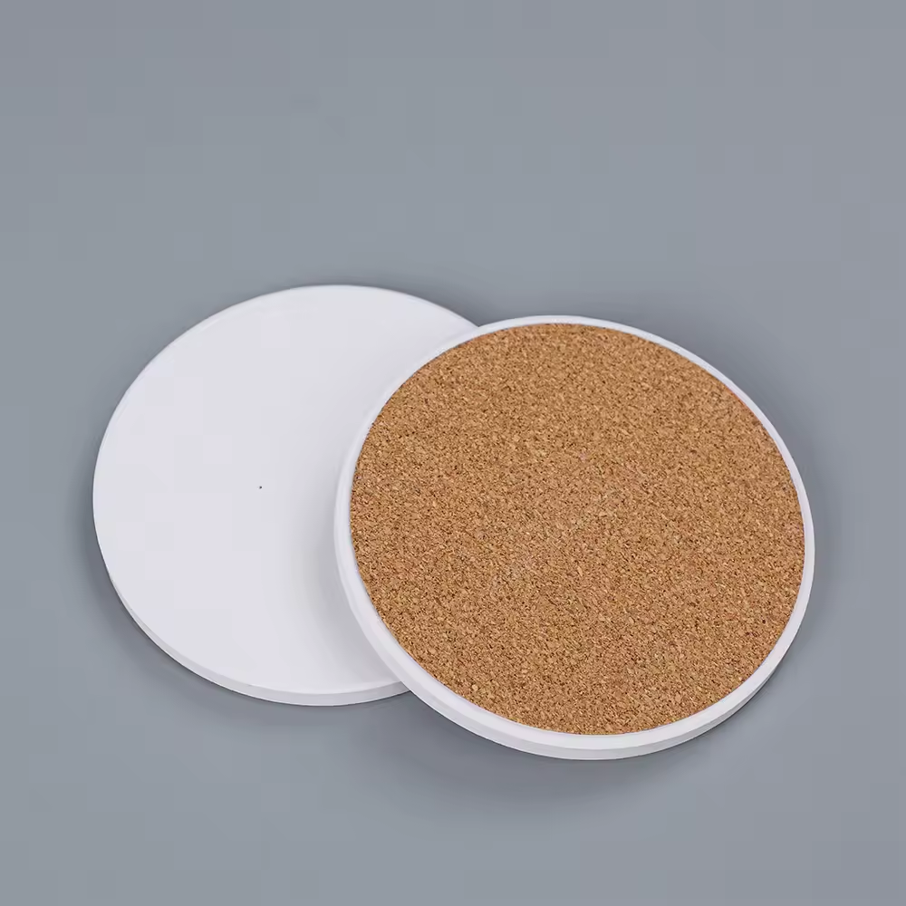 100pack Sublimation Blanks Coasters Bulk, 4 Inch Glossy White Glazed Ceramic Tiles Bulk with Cork Backing Pads, Heat Transfer Cup Mat for DIY Crafts Home Kitchen Decor