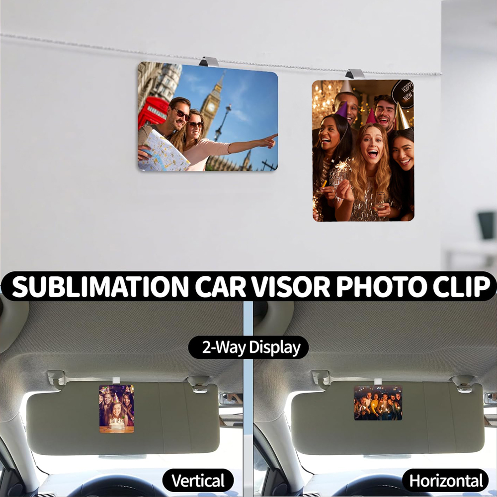 25pack Car Visor Photo Clip for Sublimation Blanks, Acrylic Sublimation Car Picture Photo Frame Blank with Clips for Easy Display, Suitable for Adding Family or Personal Photos