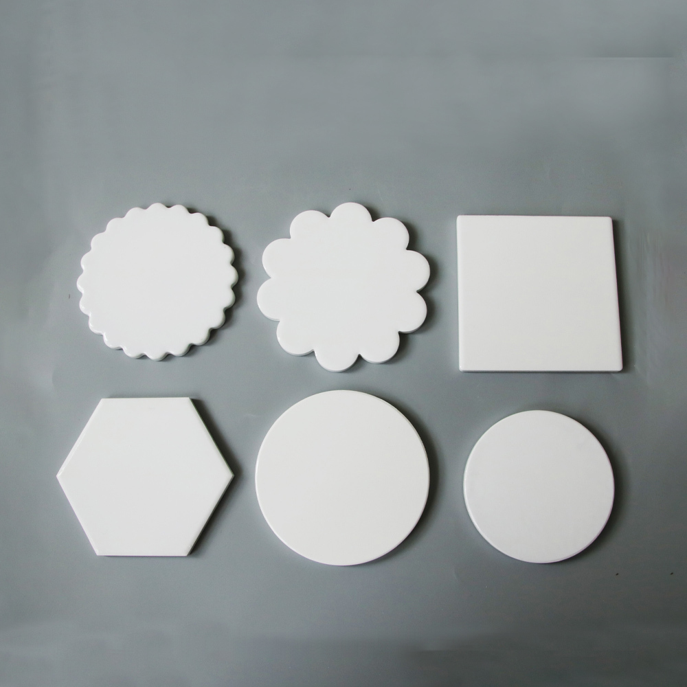 100pack Sublimation Blanks Coasters Bulk, 4 Inch Glossy White Glazed Ceramic Tiles Bulk with Cork Backing Pads, Heat Transfer Cup Mat for DIY Crafts Home Kitchen Decor