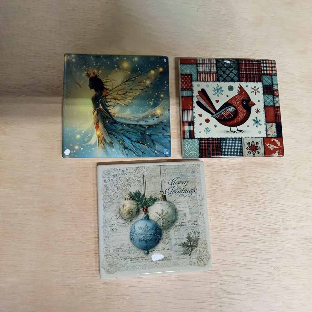100pack Sublimation Blanks Coasters Bulk, 4 Inch Glossy White Glazed Ceramic Tiles Bulk with Cork Backing Pads, Heat Transfer Cup Mat for DIY Crafts Home Kitchen Decor