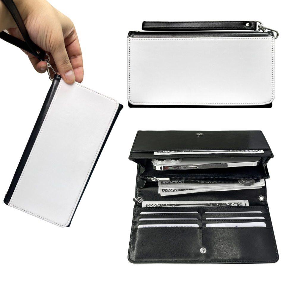 Sublimation Heat Transfer Wallet Blank, Fashion Ladies Leather Wallets, Large Capacity Secure Buckle Leather Clutch Wallet, DIY Craft Long Purse for Women Girl Gift