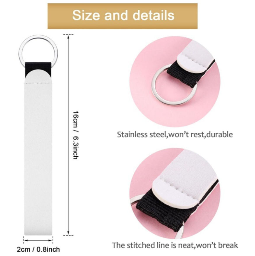 200Pack Sublimation Wristlet Keychain Blanks Sublimation Lanyard Blank Products DIY Neoprene Key Chains for Women