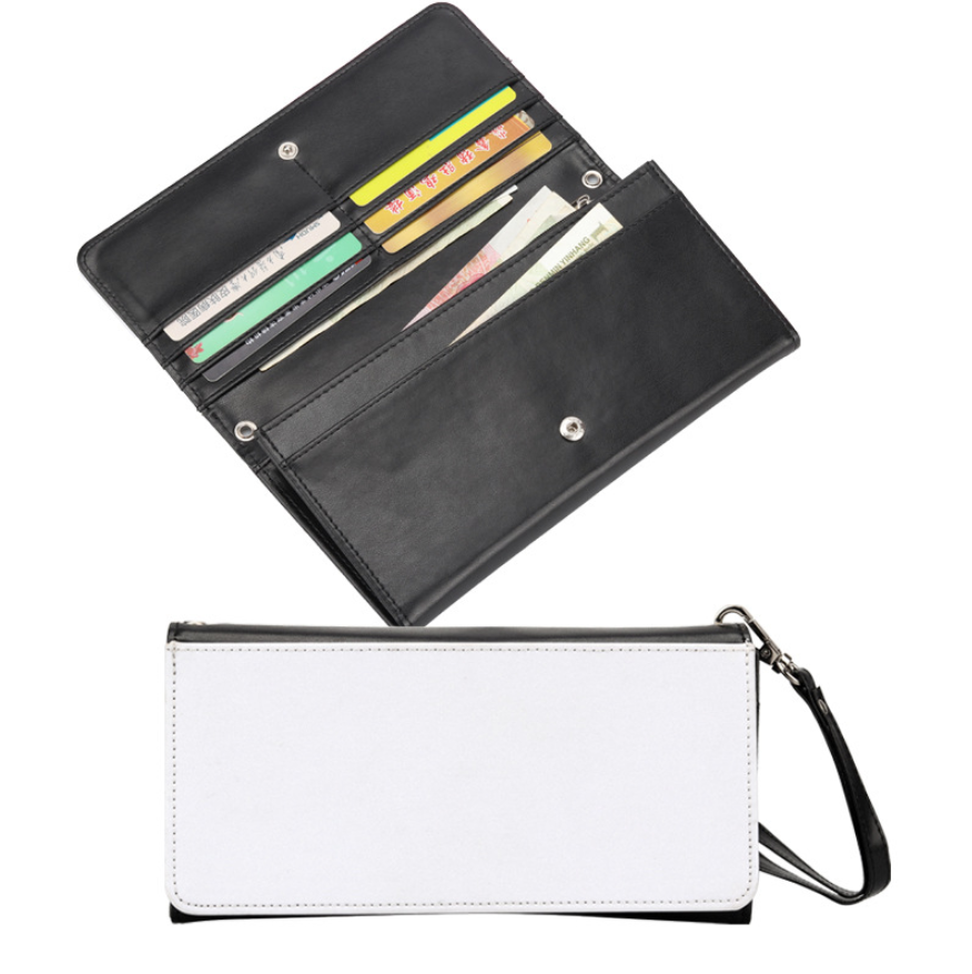 Sublimation Heat Transfer Wallet Blank, Fashion Ladies Leather Wallets, Large Capacity Secure Buckle Leather Clutch Wallet, DIY Craft Long Purse for Women Girl Gift