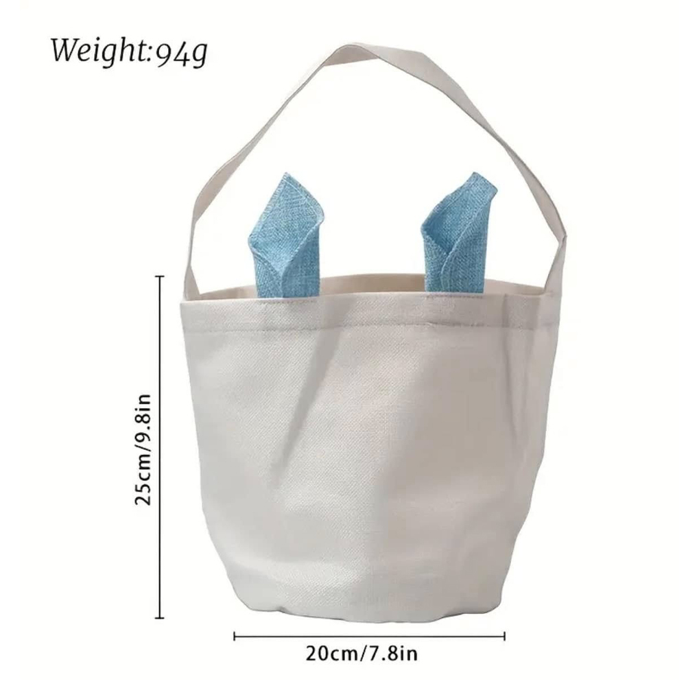 Easter Bunny Bags Sublimation Blank Baskets With Long Ears DIY Heat Transfer Print Baskets Sublimation Bags for DIY, Decorating, Craft Gift (blue)
