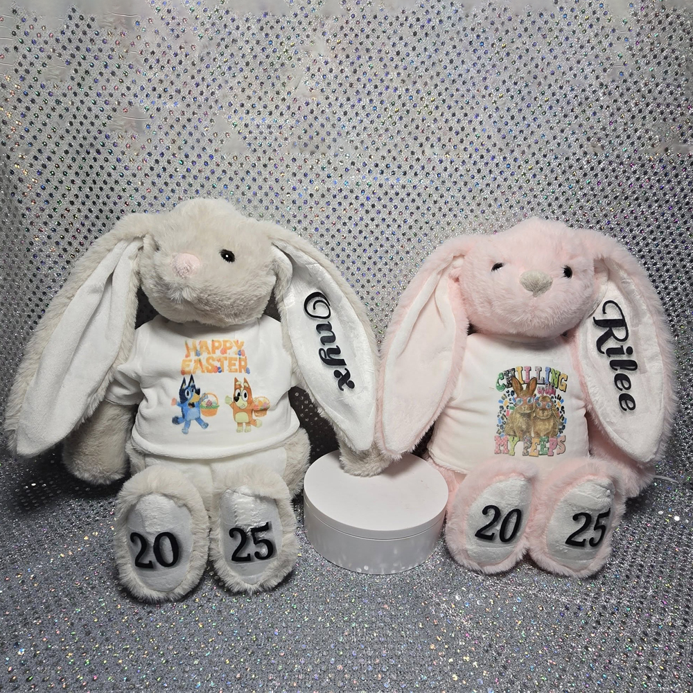 35cm Sublimation Bunny for  Easter– DIY Plush Stuffed Animal with Blank T-Shirt – Personalize with Heat Press, HTV, Vinyl – Easter, Baby Shower, Birthday Gift – Soft RabbitBunny  Easter Gift