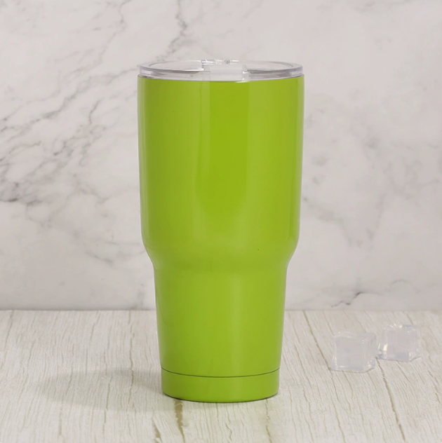 30oz Insulated Coffee Tumbler, Stainless Brushed - Reusable Stainless Steel Travel Mug with Slide Lid, Double Wall Thermal Cup for Hot or Cold Drinks - BPA-Free, Car Cup Holder