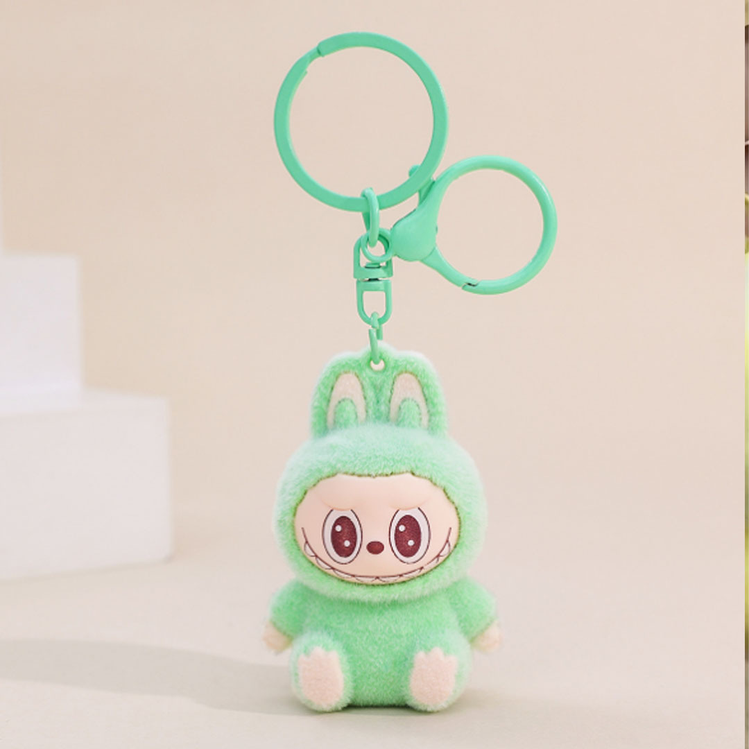 Flocked pendant keychain cute doll sitting posture cute bag couple car keychain pendant 2#