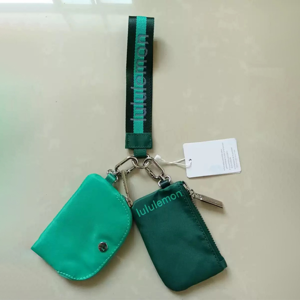 Mini Zip Around Dual Pouch Wristlet With 2 Straps Wristlet Keychain Wallet for Women Coin Purse Small Cute for Teen Girl