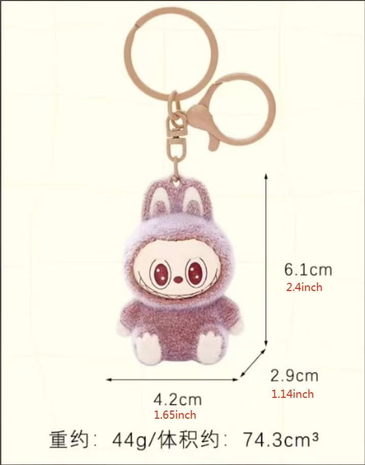 Flocked pendant keychain cute doll sitting posture cute bag couple car keychain pendant 2#