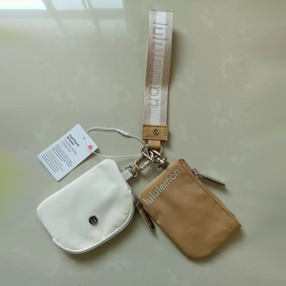 Mini Zip Around Dual Pouch Wristlet With 2 Straps Wristlet Keychain Wallet for Women Coin Purse Small Cute for Teen Girl