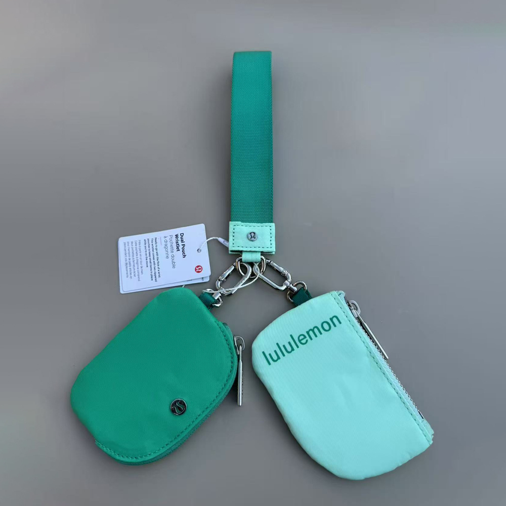 Mini Zip Around Dual Pouch Wristlet With 2 Straps Wristlet Keychain Wallet for Women Coin Purse Small Cute for Teen Girl
