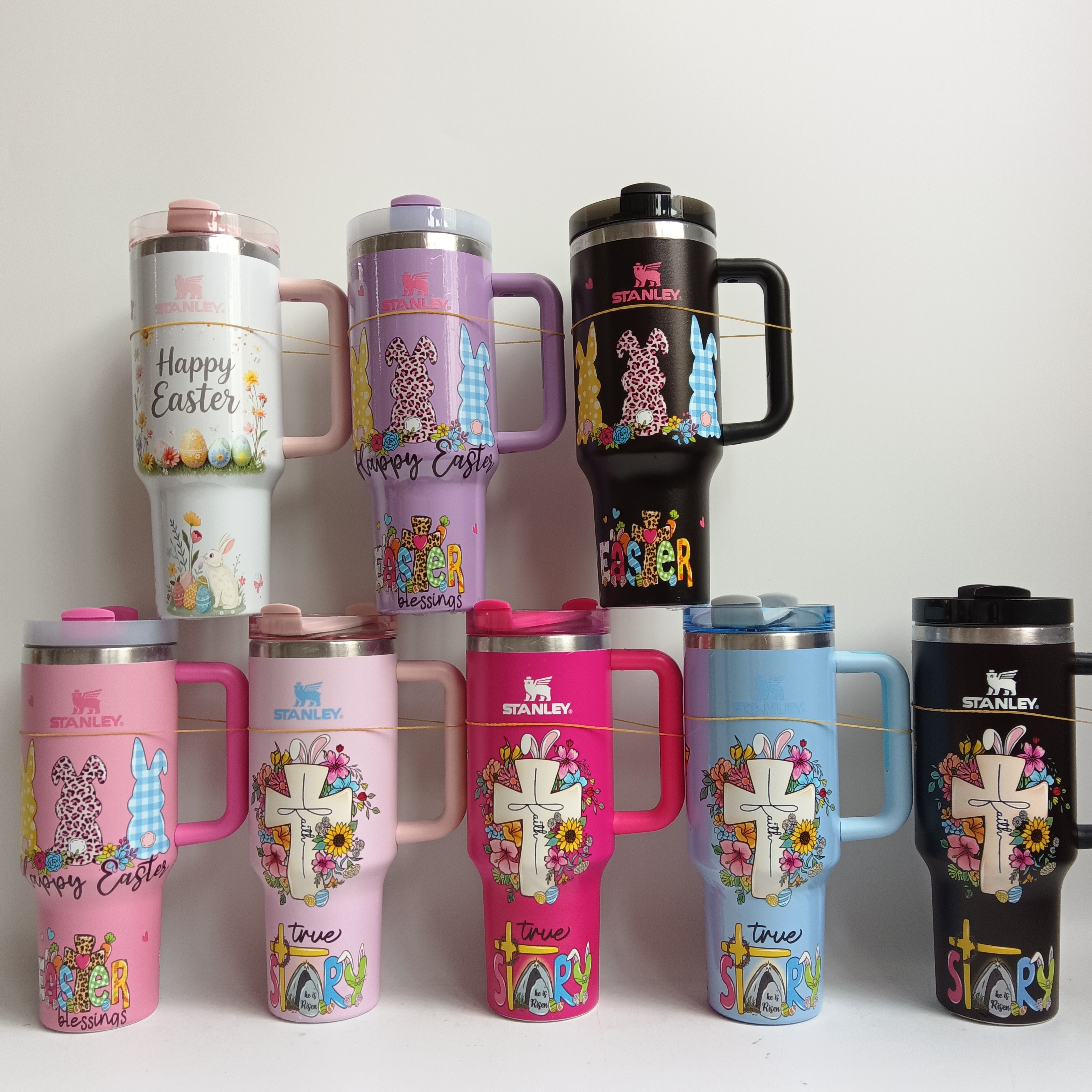 20 Pack China Warehouse Quencher H2.0 Powder Coat 40oz Tumbler with Handle and logo for easter
