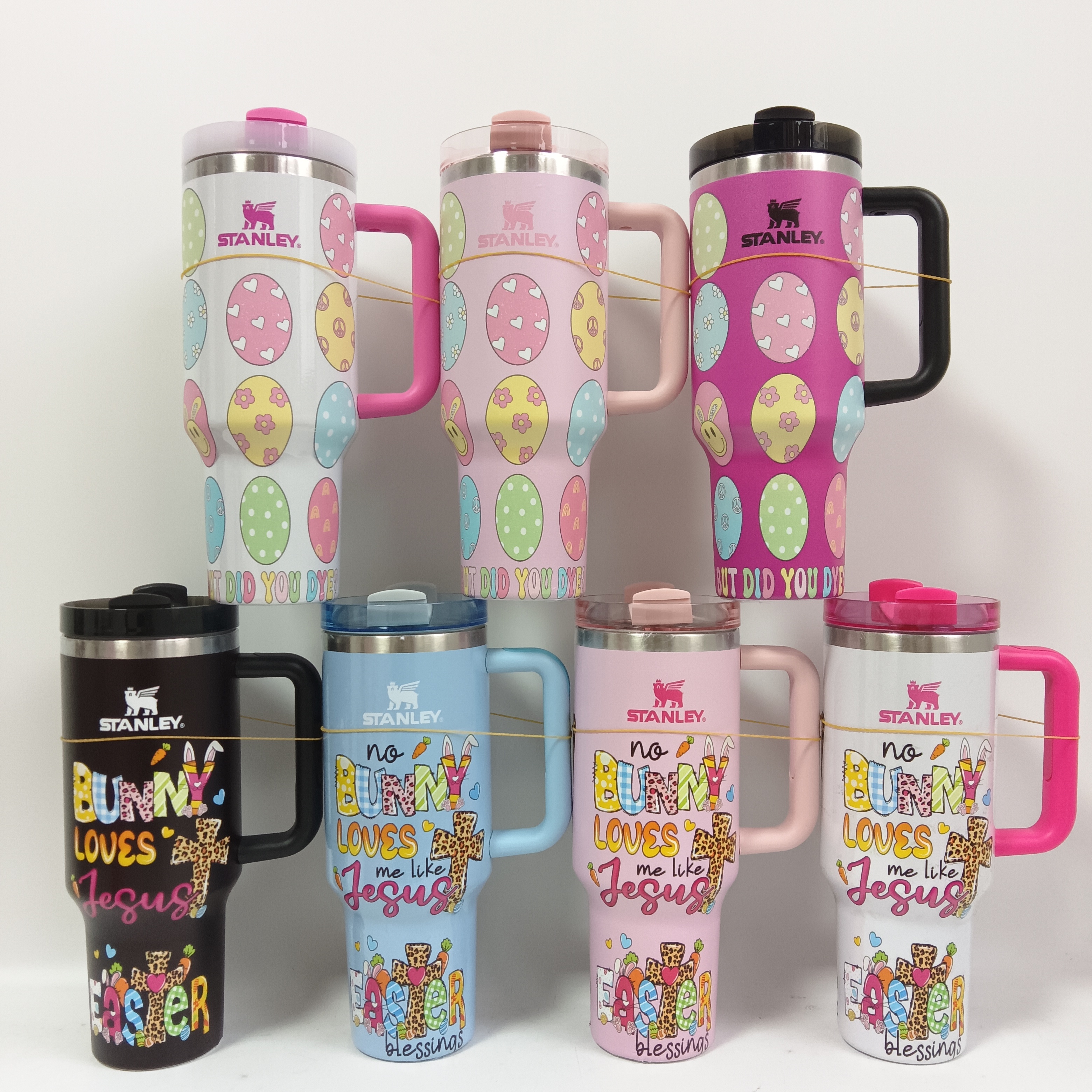 20 Pack China Warehouse Quencher H2.0 Powder Coat 40oz Tumbler with Handle and logo for easter