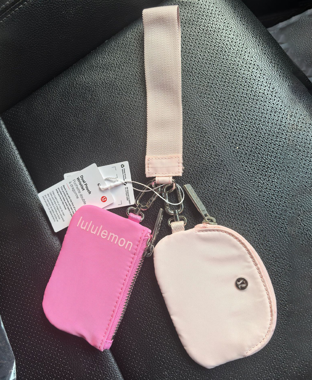 Mini Zip Around Dual Pouch Wristlet With 2 Straps Wristlet Keychain Wallet for Women Coin Purse Small Cute for Teen Girl
