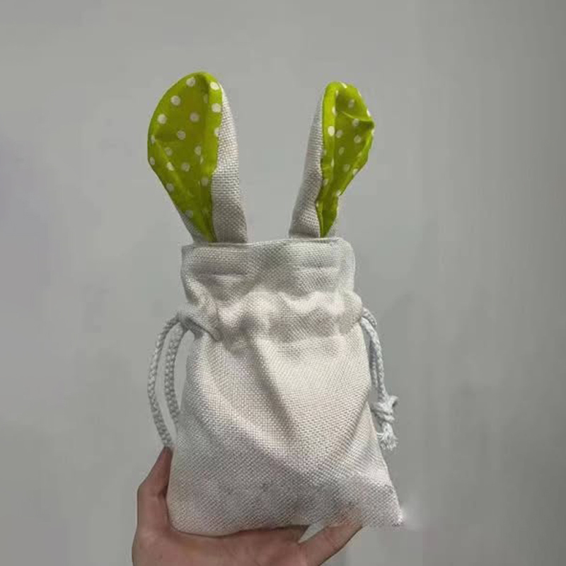 Sublimation blanks Easter Drawstring Gift Bags with Name Custom Treat Candy Bags Bunny Easter Party Favor Bags for Kids Girls Boys