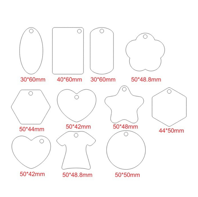 Sublimation aluminum keychain Double-sided printable keychain 1mm double-sided aluminum