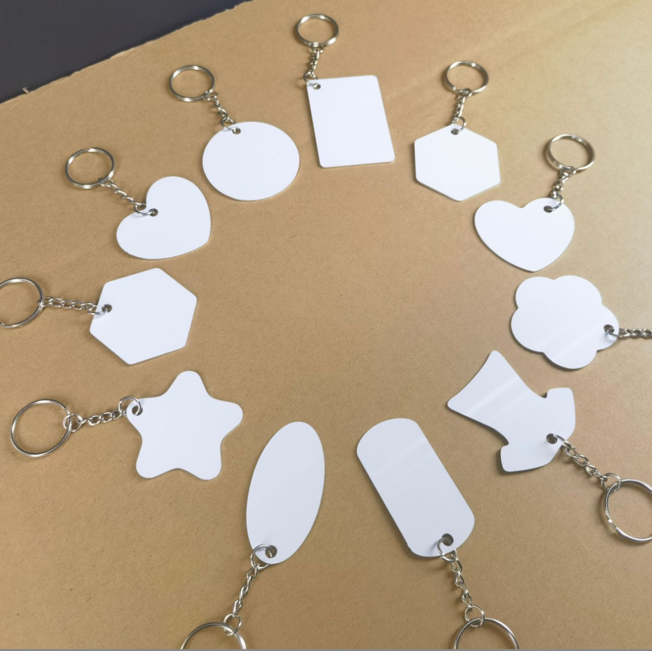 Sublimation aluminum keychain Double-sided printable keychain 1mm double-sided aluminum