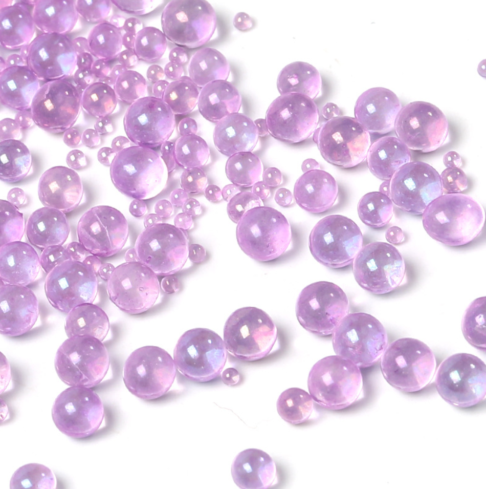 0.6-3mm poreless glass bubble beads, iridescent nail art microbeads, mermaid bubble beads, phone case accessories and snow globle