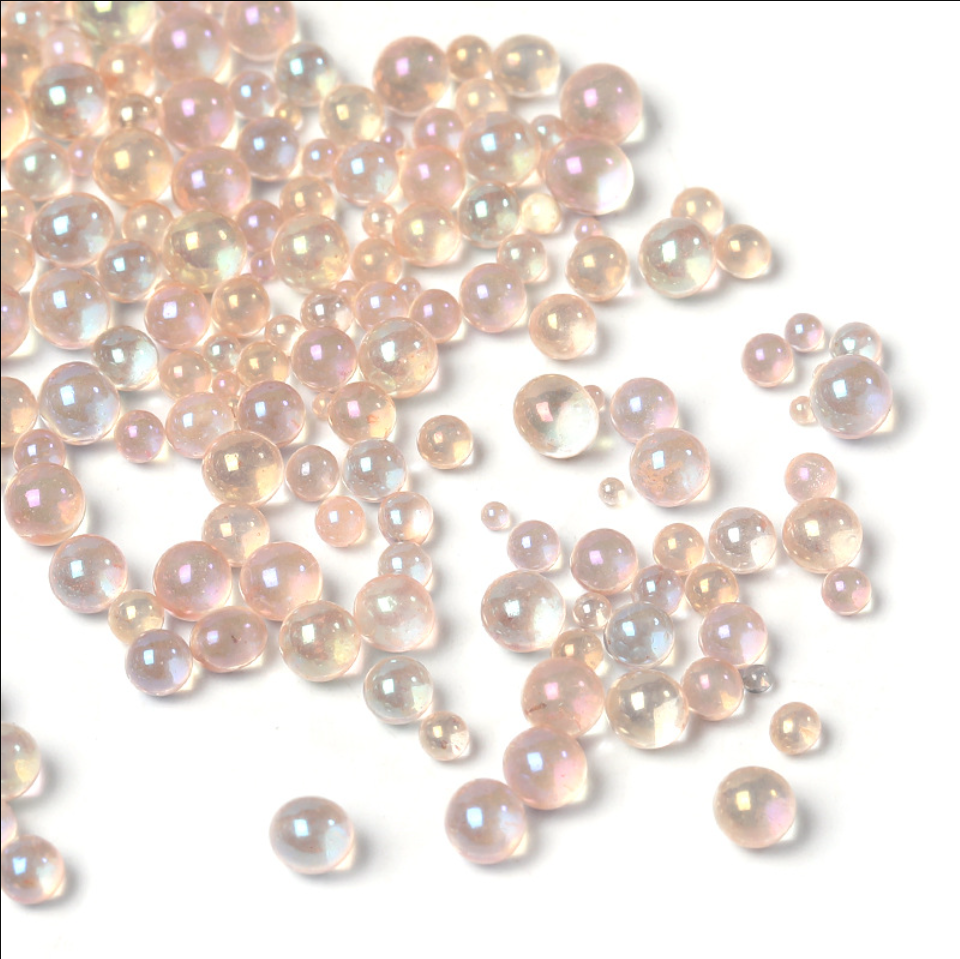 0.6-3mm poreless glass bubble beads, iridescent nail art microbeads, mermaid bubble beads, phone case accessories and snow globle