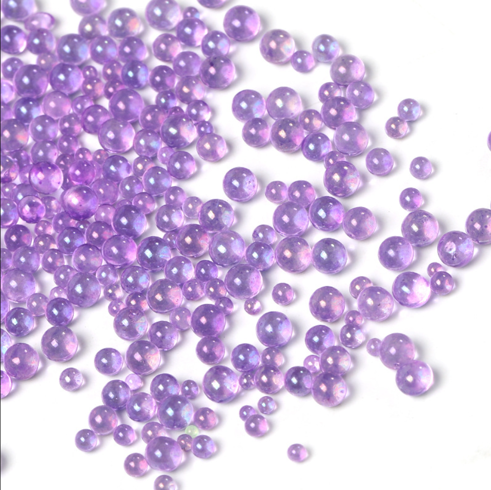 0.6-3mm poreless glass bubble beads, iridescent nail art microbeads, mermaid bubble beads, phone case accessories and snow globle