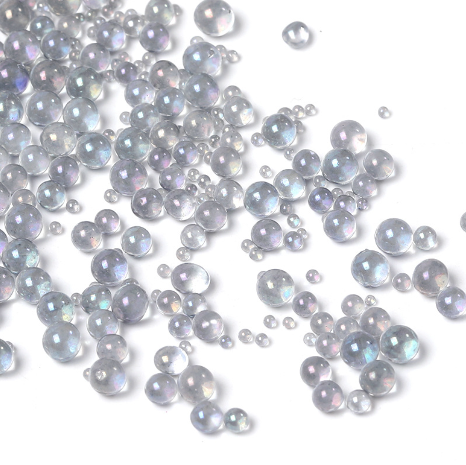 0.6-3mm poreless glass bubble beads, iridescent nail art microbeads, mermaid bubble beads, phone case accessories and snow globle